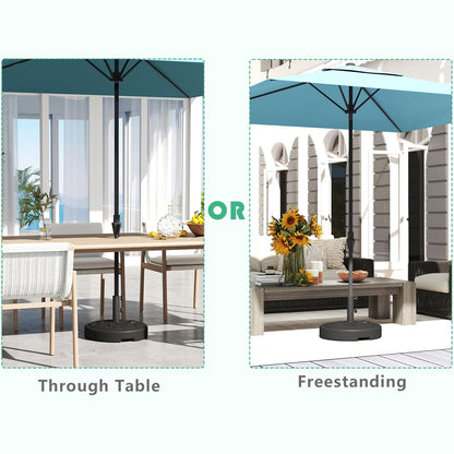 Helios&Hestia 112 lb Heavy Duty Round Umbrella Base, Plastic Water and Sand Fillable Outdoor Stand Weight for Patio Market Table Umbrella, Black