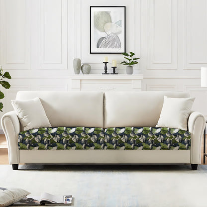 THISFIND Decorative Couch Cushion Cover – Leaf Patterned Slipcover for Sofa Seat Pads – Soft, Durable & Washable Fabric – Stretch Fit Couch Cushion Protector,Small (Green & Blue Leaves Design)