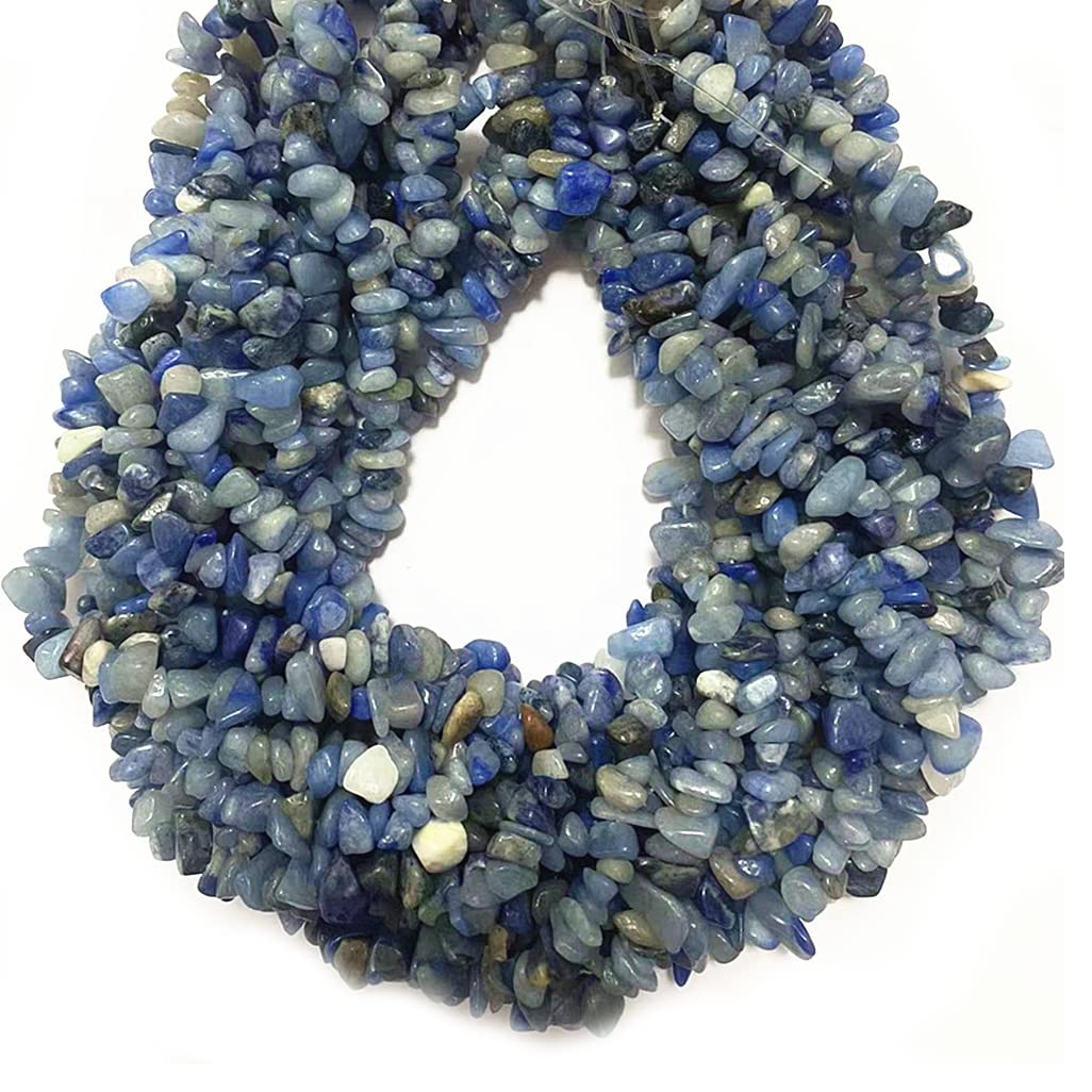 PLTbeads 7-8mm Natural Blue Aventurine Gemstone Chips Beads Healing Crystals Waist Bracelets Necklace Kit Irregular Stone DIY Crafts Design Jewelry Making