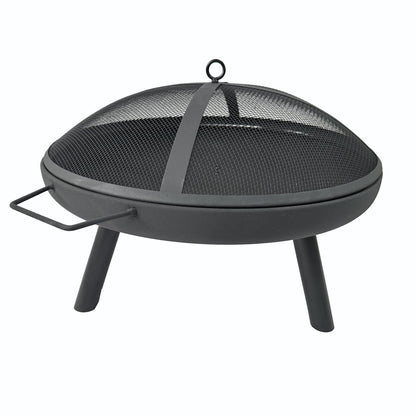 23inch Portable Fire Pit with Fire Poker and Spark Screen, 2 in 1 Small Round Outdoor Fireplace for Outside Heating, Bonfire Party, Camping, Backyard, Patio, Garden, RV Trip