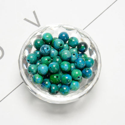Land Long 120pcs(2 Strand/Set) 6mm Azurite Gemstone Beads with Healing Power, Smooth Round Energy Stone Beads for Jewlery Bracelets Earrings Making DIY