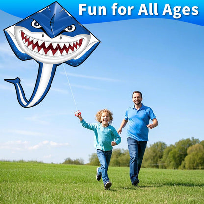Kites for Kids Ages 4-8 8-12, Large Shark Kite Easy to Fly for Kids & Adults, Beach Kites Toys with 328ft String and Handle, Beginner Kite for Boys Girls Outdoor Activities Summer Beach Games