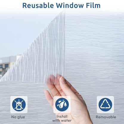 rabbitgoo Window Privacy Film Frosted Glass Film Removable Vinyl Door Coverings UV Blocking Decorative Static Cling Non-Adhesive Window Clings Sticker for Home Decor, 17.5 x 78.7 Inches