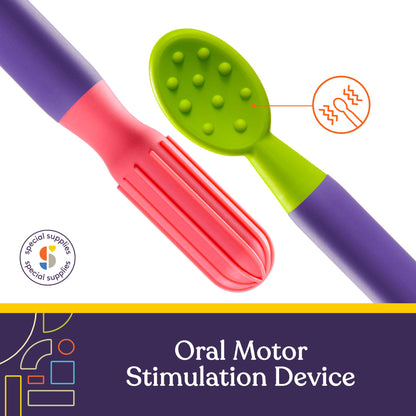 Special Supplies Buzz Buddy Oral Motor Stimulation Kit with 6 Soft Textured Interchangeable Heads, Calm Sensory Needs, Support Speech, and Stimulate Self Feeding, Gentle Vibrations (Purple)