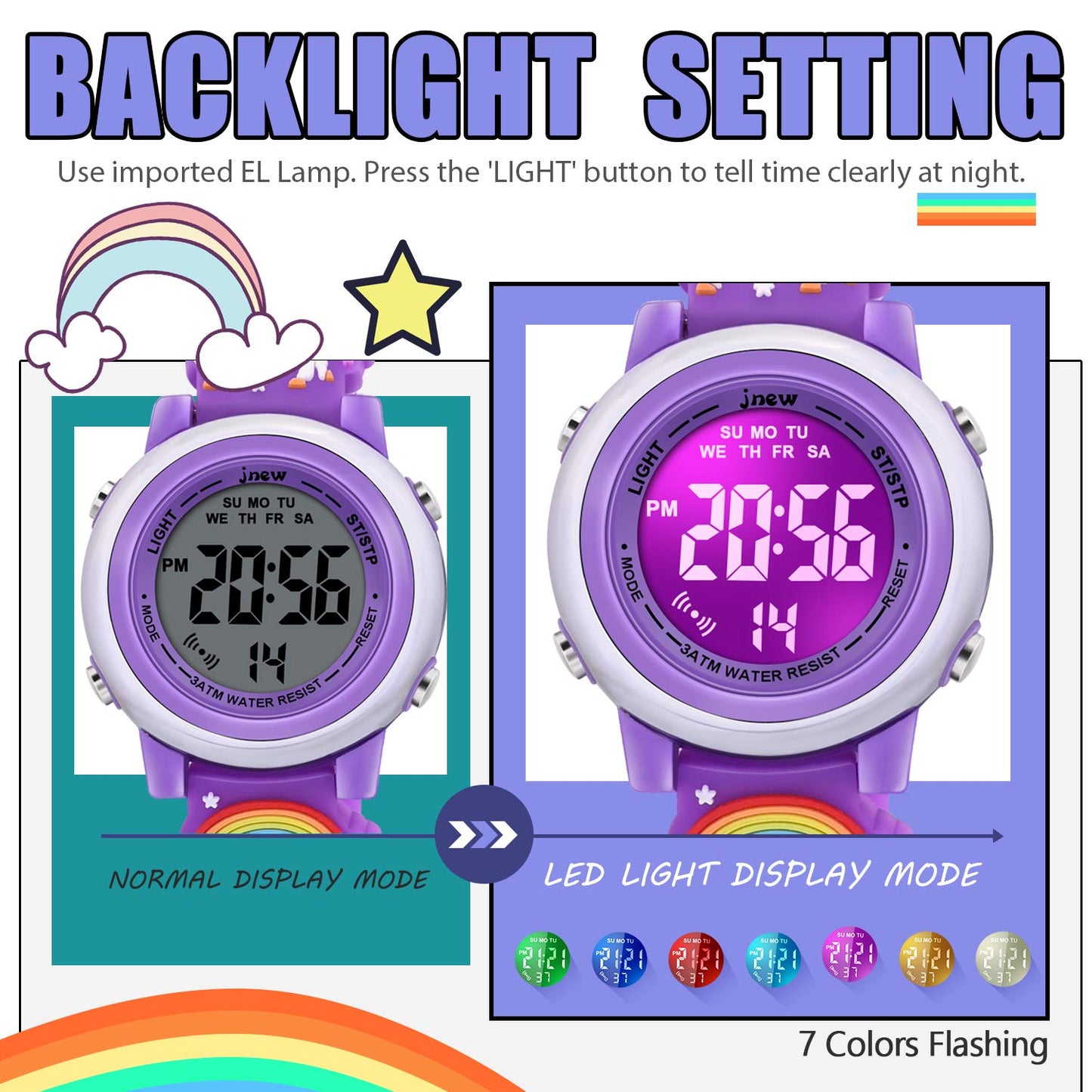 VAPCUFF Kids Toys Age 3-8, Toddler Watches for Girls - Unicorn Purple Xmas Gift