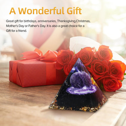 Hopeseed Orgone Pyramid for Positive Energy, Orgonite Natural Obsidian&Malachite Healing Crystals Pyramid for Reduce Stress Chakra Reiki Healing Meditation Cleanses the Mind and Boosts Confidence