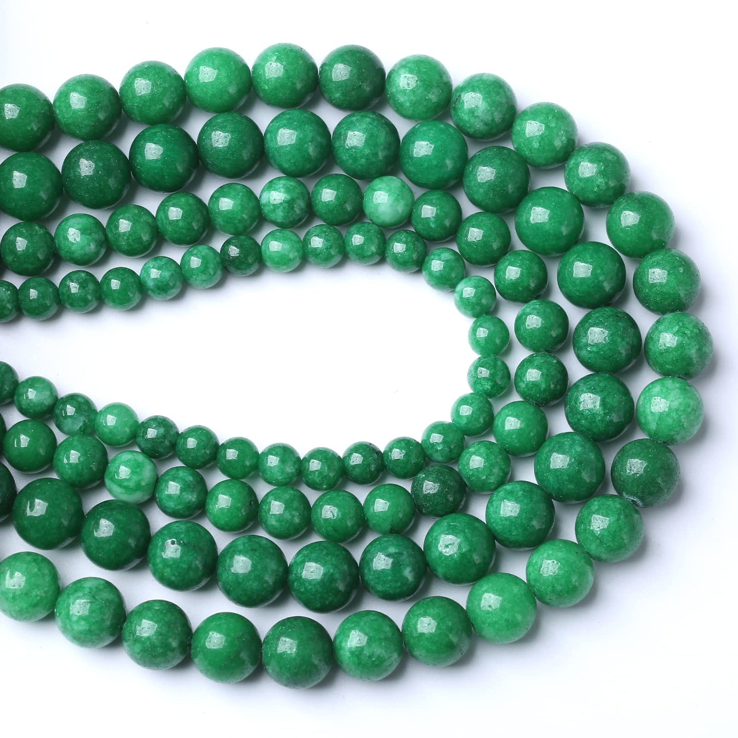 60pcs 6mm Natural Green Cloud Jades Beads Round Loose Gemstone Crystal Energy Healing Power Stone Beads for Jewelry Making DIY Bracelet (6mm, Green Cloud Jades)