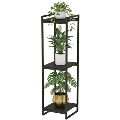 FONHAYE 45" Tall Plant Stand Indoor, 3-Tier Modern Plant Shelf Corner Flower Pot Holder Organizer for Living Room Balcony Garden, Black