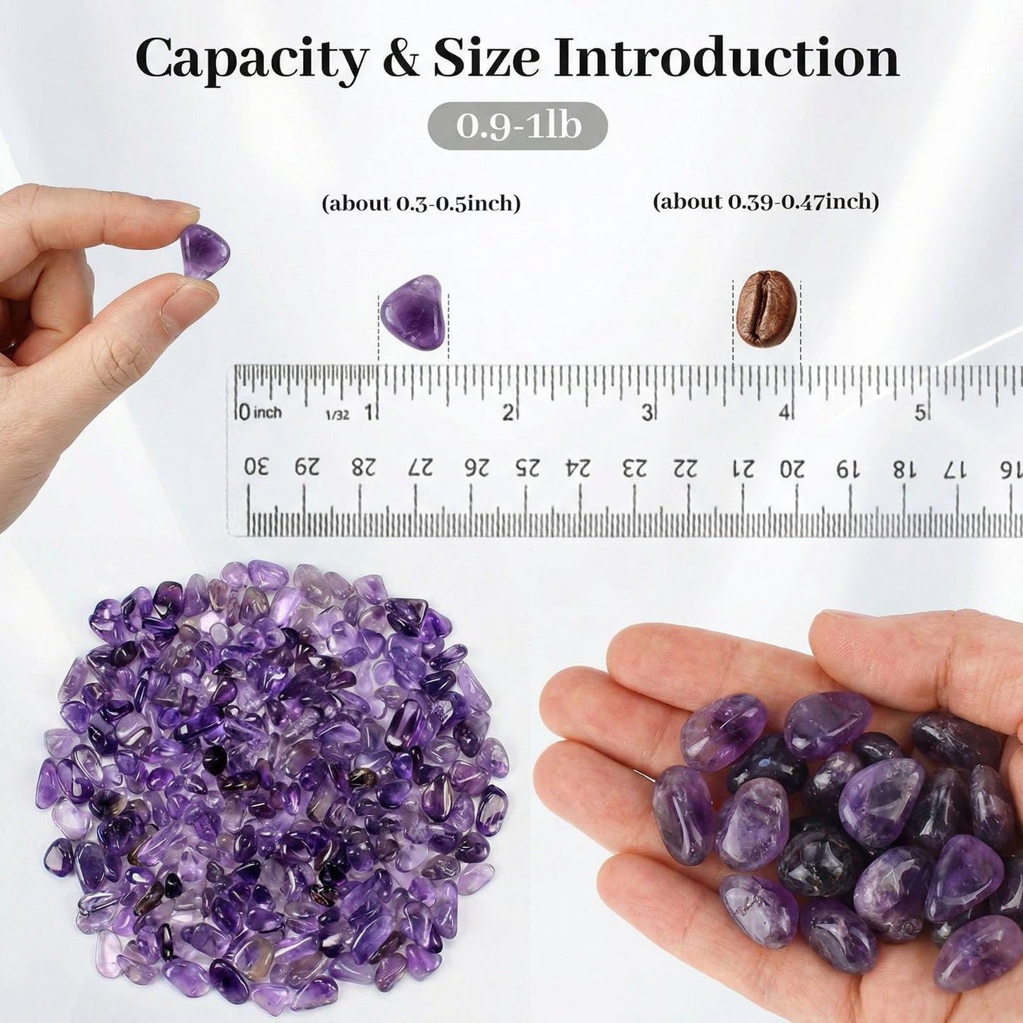 JOHOUSE Polished Gem Stones Rocks Crystals 1 Lb/450g Natural Tumbled Stones Amethyst Crystal Chips Bulk for Fish Tank Rocks Gravel, Vase Filler, Plants Decor