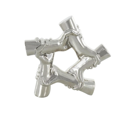 Deco 79 Ceramic Hands Decorative Sculpture Gripping Home Decor Statue, Accent Figurine 13" x 4" x 13", Silver