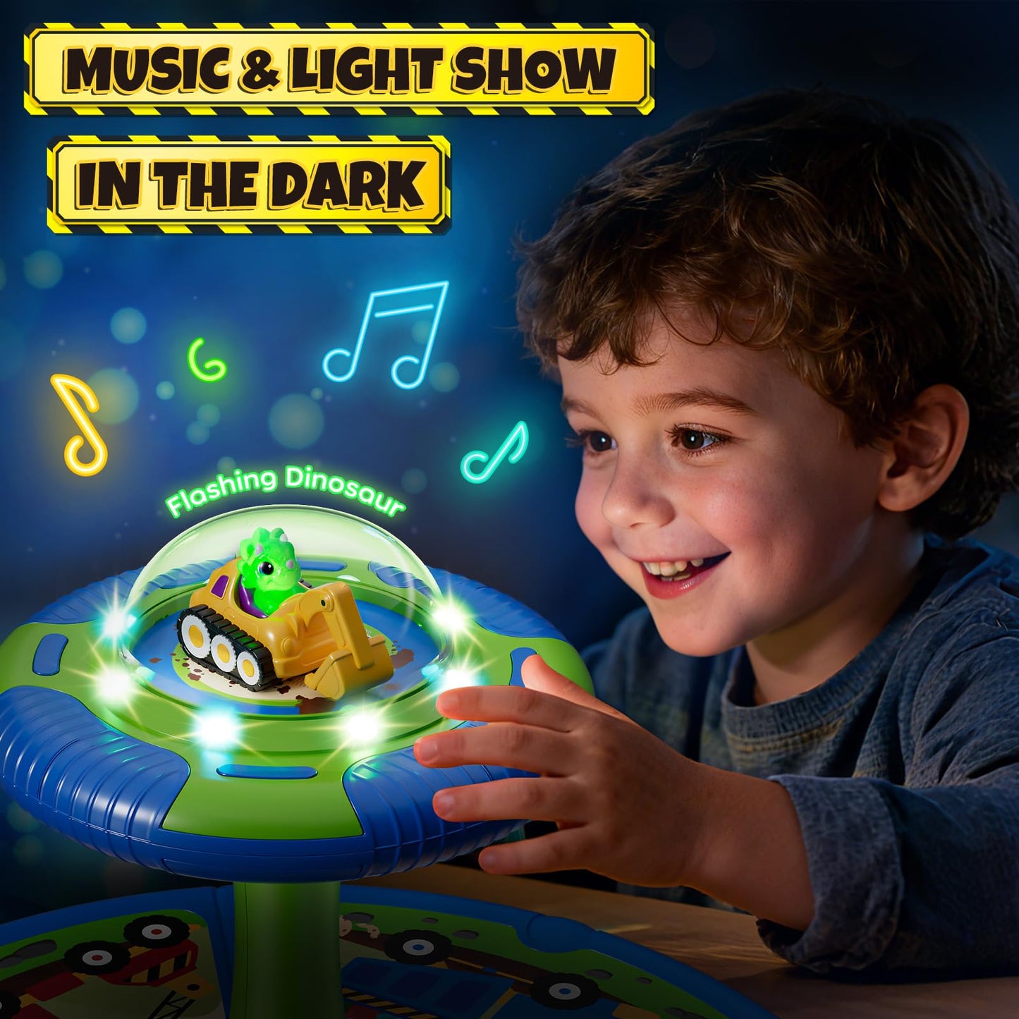 Lehoo Castle Dinosaur Sit and Spin Toys for Toddlers 1-3 Boys Birthday Gift, 360° Toddler Spinning Seat with Lights and Music, Sensory Toys for Boys Age 2-4