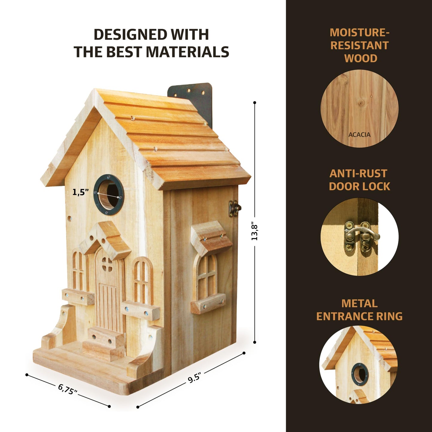 Nestingood Premium Wooden Bird House Kit – DIY Bluebird Nesting Box with 1.5 Inch Entrance, Outdoor Birdhouse Kits for Adults and Kids, Nature Craft for Garden, Backyard or Patio Projects