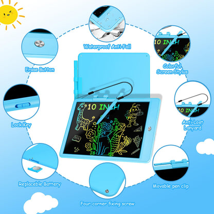 Decute Kids Toys LCD Writing Tablet with Stylus, 10 Inch Erasable Toddlers Doodle Board, Reusable Drawing Pad for Kids, Educational Christmas Birthday Gift for 3 4 5 6 7 8 Girls Boys Toddler Blue