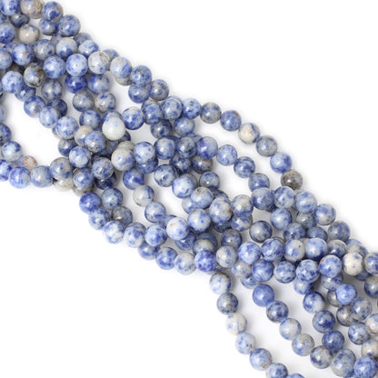 CHEAVIAN 45PCS 8mm Natural Blue White Sodalite Gemstone Round Loose Beads for Jewelry Making 1 Strand 15"