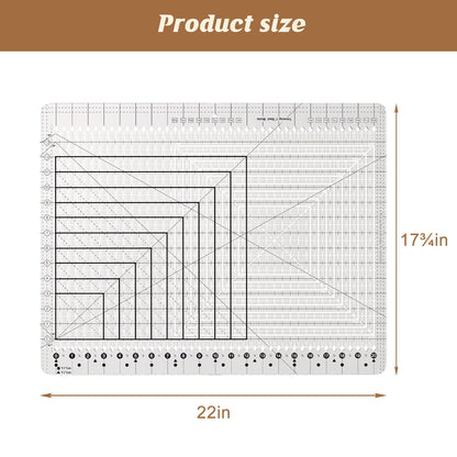 Slotted Quilting Ruler 17-3/4in x 22in - Ruler for Quilting with Laser-Cut Acrylic Template, Professional Quilting Rulers Kit for Long Arm Sewing & Crafting