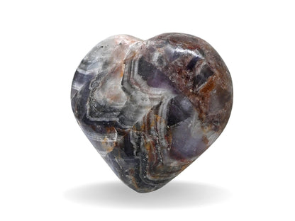 Amazing Gemstone Amethyst Chevron Crystal Heart Palm Stone - Pocket Massage Worry Stone for Natural Body Chakra Balancing, Reiki Healing and Crystal Grid