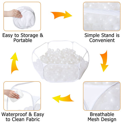 Kids Ball Pit, Large Pop Up Toddler Ball Pits 47inches Play Tent for Toddlers Girls Boys for Indoor&Outdoor Play Tent with Carry Tote, Balls Not Included (White)