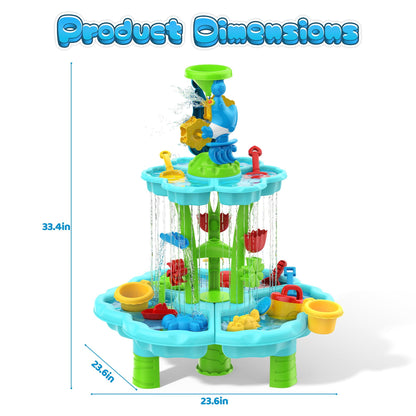 Eterfun Kids Flower Water Sand Table for Toddlers - 2-Tier Outdoor Water Sand Play Table Toys for Boys Girls, Summer Splash Activity Sensory Table Party Birthday Gift for Kids 3-5 6-12