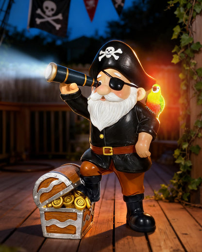 Miggley Solar Pirate Gnome Statue – Whimsical Outdoor Garden Decor for Yard, Patio, Lawn, Backyard – Ideal Gift for Women, Garden Lovers, Moms, Birthdays