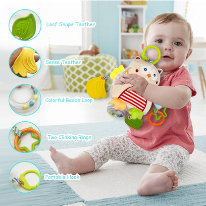 Cylazo Baby Hanging Toys, Plush Animal Stuffed Sensory Toys for Carseat Stroller Car Seat Crib Play Gym, Baby Toys for 0 3 6 9 12 Months, Baby Boys and Girls Gift (Owl)