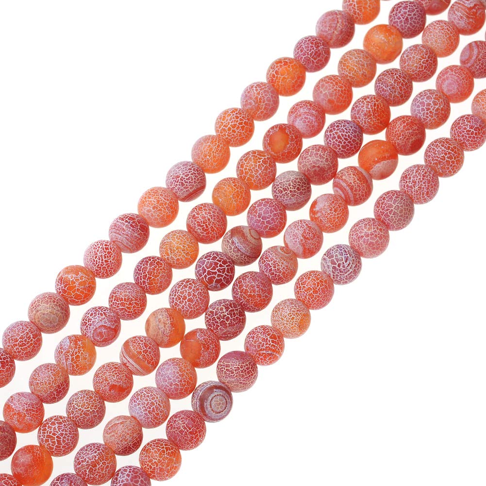 10mm Natural Orange Frosted Agate Gemstone Round Loose Beads Crystal Stone Bracelet Necklace Accessories Crafts for Jewelry Making DIY,1 Strand 15"