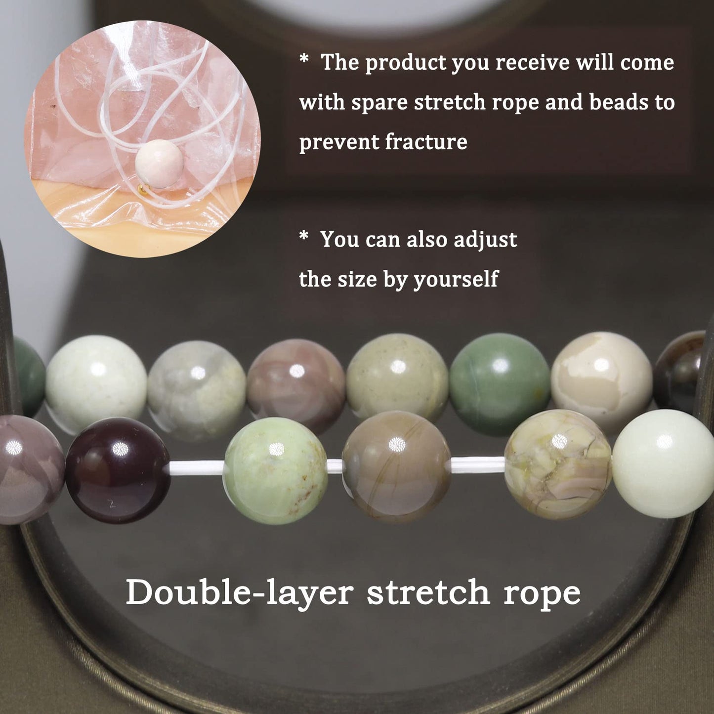 DAZCOLO 8mm Natural Gemstone Stretch Bracelet, Handmade Unisex Crystal Bracelets for Meditation, Yoga, Spiritual Healing & Positive Energy (Indian Agate)
