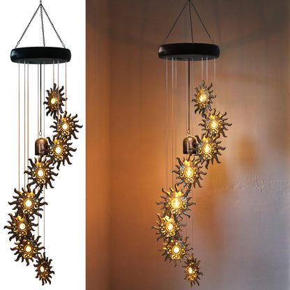 8 LED Solar Upgarde Sun Moon Star Wind Chimes Outdoor,Mom Gifts for Mothers Day Grandma Gift Sun Wind Chimes for Outside,Hanging Lights Warm LED,Outdoor Sun Decor,Gifts for Wife