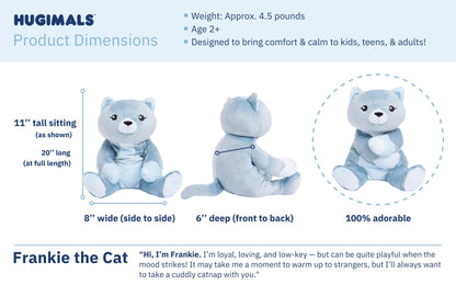 HUGIMALS Frankie the Cat 20 Inch 4.5 lb Heavy Cute Sensory Weighted Comfort Plush | Large Unscented Washable Self Care Calming Stuffed Animal for Kids, Teens and Adults