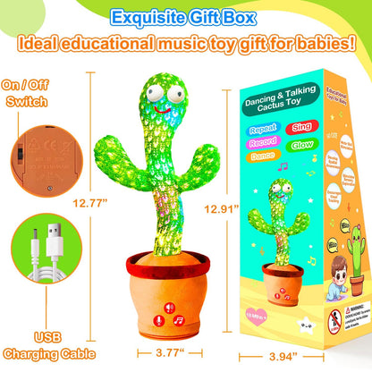 Vitosup Rechargeable Baby Toys Dancing Talking Cactus Toy, Volume Adjustable, Singing Mimicking Repeating, Easter Gifts/Easter Basket Stuffers for Baby Toddler, Baby Infant Toys Gifts for Girls Boys
