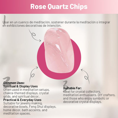 1.1lb Natural Crushed Rose Quartz Crystal Tumbled Chips-Healing Crystals Chips Bulk, Crushed Crystal Gemstones for Crafts, Beautiful Package for Gift (Rose Quartz)