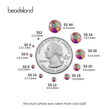 Beadsland 1440pcs Flat Back Crystal Rhinestones Round Gems for Nail Art and Craft Glue Fix, CrystalAB, SS20, 4.6-4.8mm