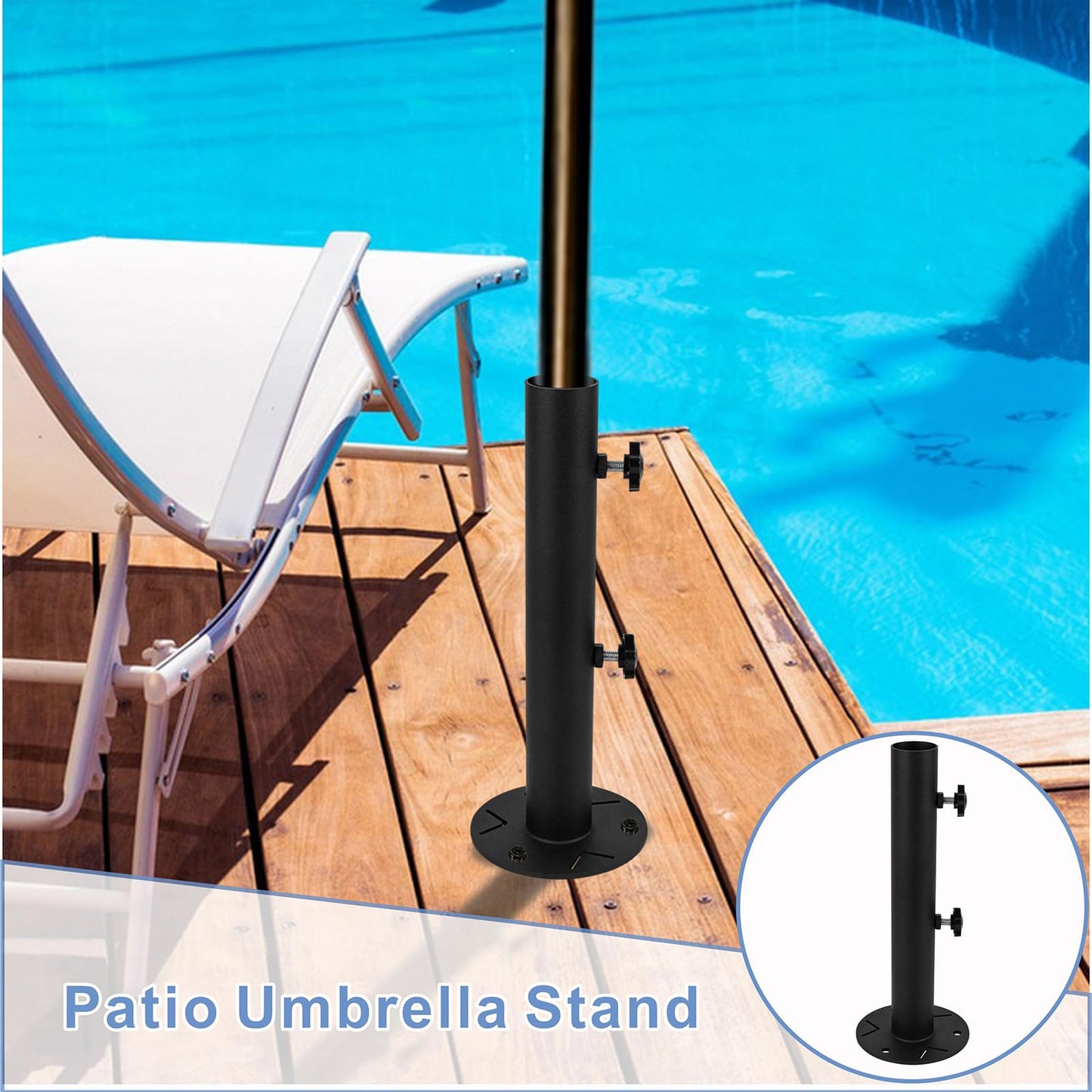 YZZHAJ Patio Umbrella Stand Base, Heavy Duty Outdoor Umbrella Holder, Metal Grass Umbrella Ground Stake, Steel Outdoor Umbrella Base for Decks, Patios, Lawn, Docks