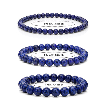 Risyfjew 8MM Handmade Lapis Lazuli Natural Gemstone Stretch Elastic Bracelet,PE Film Anti-oxidation Packaging Natural Stone Crystal Healing Power Energy Gifts for Adult