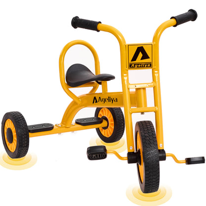 Ageliya Preschool Kids Tricycle for Rider Age 3-5, Durable Metal Pedal Trike for Boys Girls, Big Kid Tricycle with Non-Slip Grip, Solid Rubber Tires -Outdoor Playschool Daycare Playground Equipment