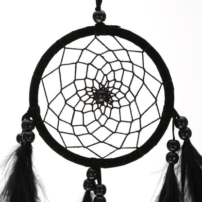 Handmade Large Wood Beads Dream Catcher Dreamcatcher Craft Hanging Pendant Ornament Gift for Living Room Home Decoration Wedding and Festivals (Black)