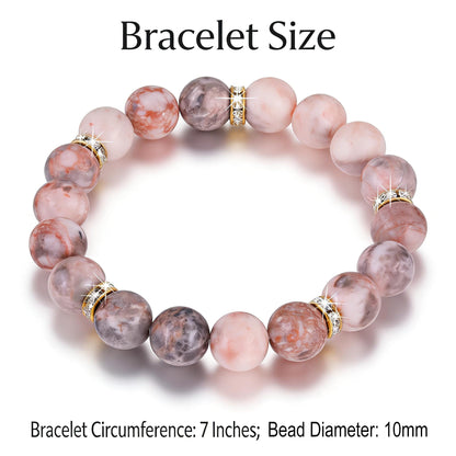 Healing Beaded Bracelet for Women - Rose Quartz & Chakra Crystal Anxiety Stress Relief Bead Bracelets, Calming Stretchy Yoga Meditation Daily Wear Healing Stones Bracelet, Stress Relief Gift for Her