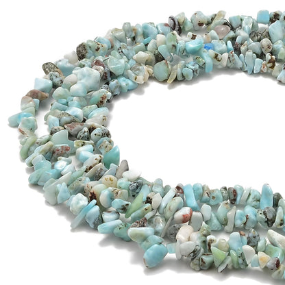 HAAMIIQII 5-8mm Natural Larimar Chips Beads Irregular Freeform Chip Loose Gemstone Beads Semi Precious Stone for Jewelry Making Strand 30 Inch