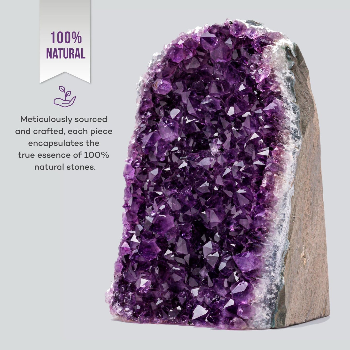 EMPORION Natural Amethyst (2 lb to 3 lb) - 4" to 7" Height - Crystal Clusters Stone from Uruguay Raw Geode Quartz - Deep Purple Color