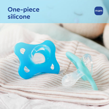 MAM Comfort Baby Pacifier 0-3 Months, Specially for Smaller Newborn Mouths, Lightweight One-Piece BPA-Free Silicone,Easy to Clean, Best for Breastfed Babies, 4 Pk, Made in Europe