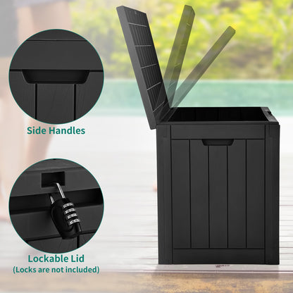 YITAHOME 30 Gallon Deck Box Outdoor Storage Box, Waterproof Resin Package Delivery and Storage Box with Lockable Lid for Patio Furniture Cushions, Pool Accessories, Garden Tools, Black