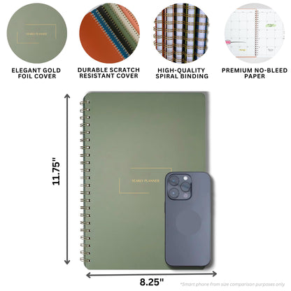 Merely Home | Undated Yearly, Daily, Weekly, Monthly Planner | 8.25" x 11.75" | To Do List Notebook for Work | Simple Design | Multiple Layouts | Academic Planner and Organizer Notebook (Navy, Yearly Planner - Portrait)