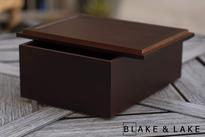 Wooden Storage Box for Home - Large Wood Keepsake Box with Lid - Dark Brown Wooden Memory Box - Wooden Boxes (Dark Brown)