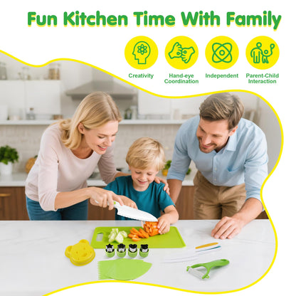 36Pcs Kids Knife Set for Real Cooking, Montessori Kitchen Tools for Toddlers, Safe Kids Cooking Toys with Storage Bin, Toddler Kitchen Knife Set for 3-10 Year Old Boys and Girls Birthday Gifts