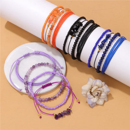 MORIANCE 4Pcs Lapis Lazuli Bracelet for Men Women Boho Lapis Lazuli Crystal Bracelet Lapis Lazuli Jewelry Natural Stone Blue Bracelets Blue Beaded Crystal Bracelet Stretch Woven Bracelets Set