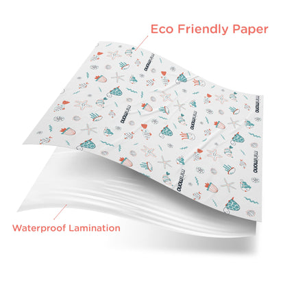Minimono Baby Splat Mat for Under High Chair - 30 Pcs Disposable and Waterproof Splash Mats - 40"x47" Multipurpose Activity Mat for Picnic, Arts and Crafts - Baby Led Weaning Supplies (Sea Animals)