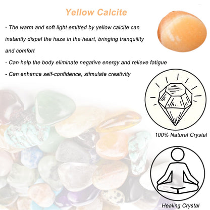 Erliway Yellow Calcite Healing Crystal Stones, 1.25-2.0" Large Reiki Healing Gemstones Natural Tumbled Polished Stones for Energy Witchcraft Therapy Meditation