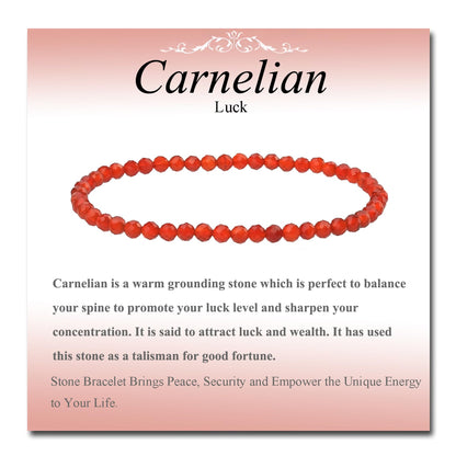 MASSIVE BEADS Natural Genuine Gemstone Beads Healing Crystal Chakra Reiki Jewelry Faceted Round Beads Bracelets (Carnelian, 3mm)