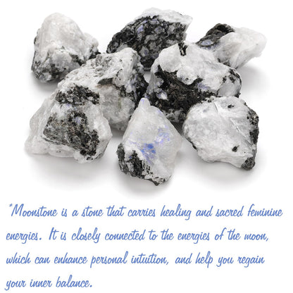 GolbalJew Moonstone Natural Raw Crystals 2PCS Healing Crystal Stones 1.2-2.0” Reiki Healing Gemstones for Meditation Chakra Balance Home Decor