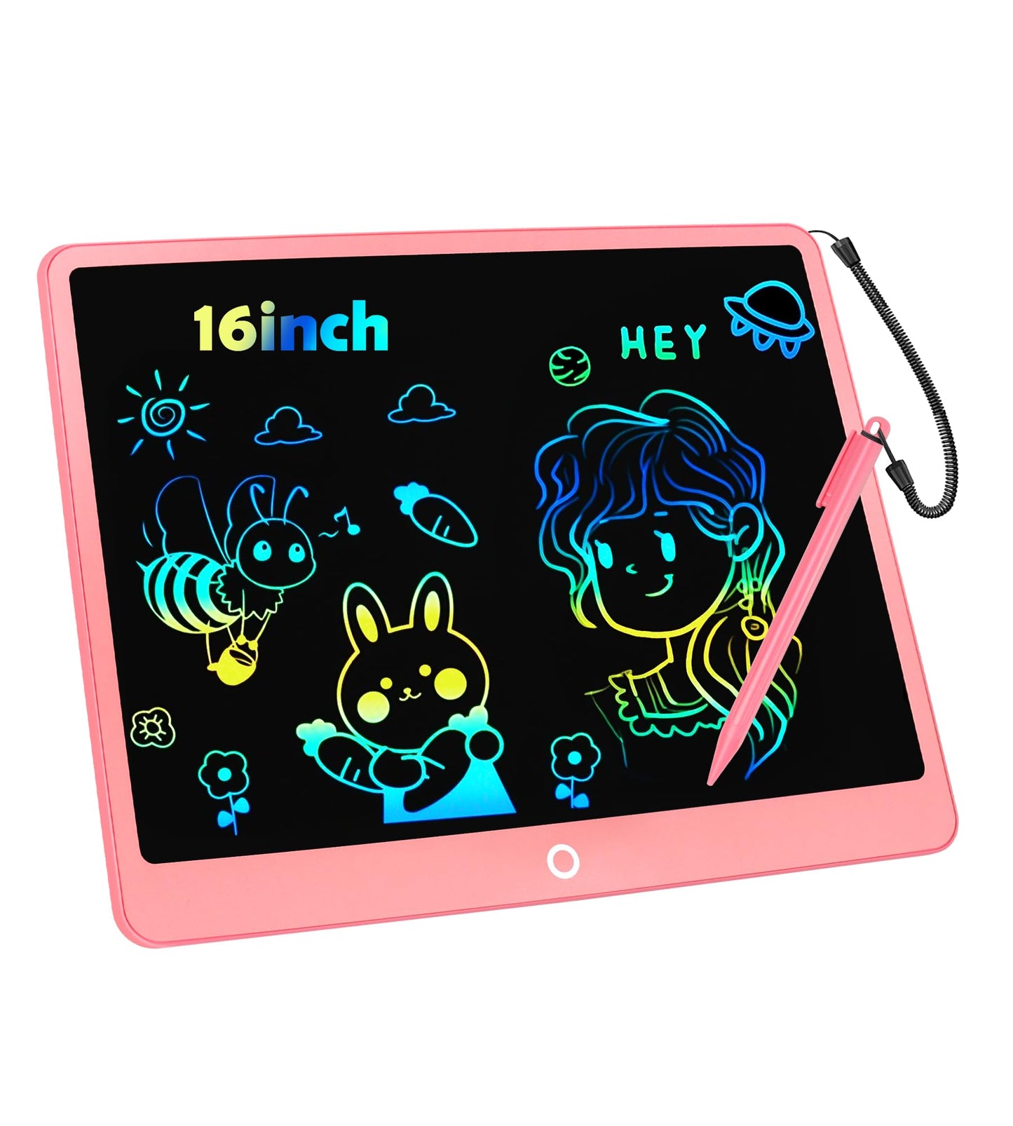 LCD Writing Tablet Doodle Board, 16inch Colorful Drawing Tablet Writing Pad, Kids Travel Essentials, Toddler Toys for 3 4 5 6 7 8 Year Old Girls Boys- Christmas and Birthday Gifts