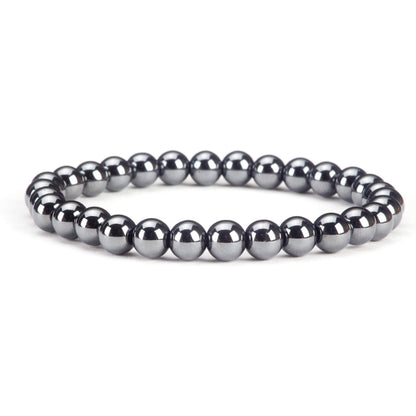 Cherry Tree Collection - Small, Medium, Large Sizes - Gemstone Beaded Bracelets For Women and Men - 6mm Round Beads (Hematite - Medium)